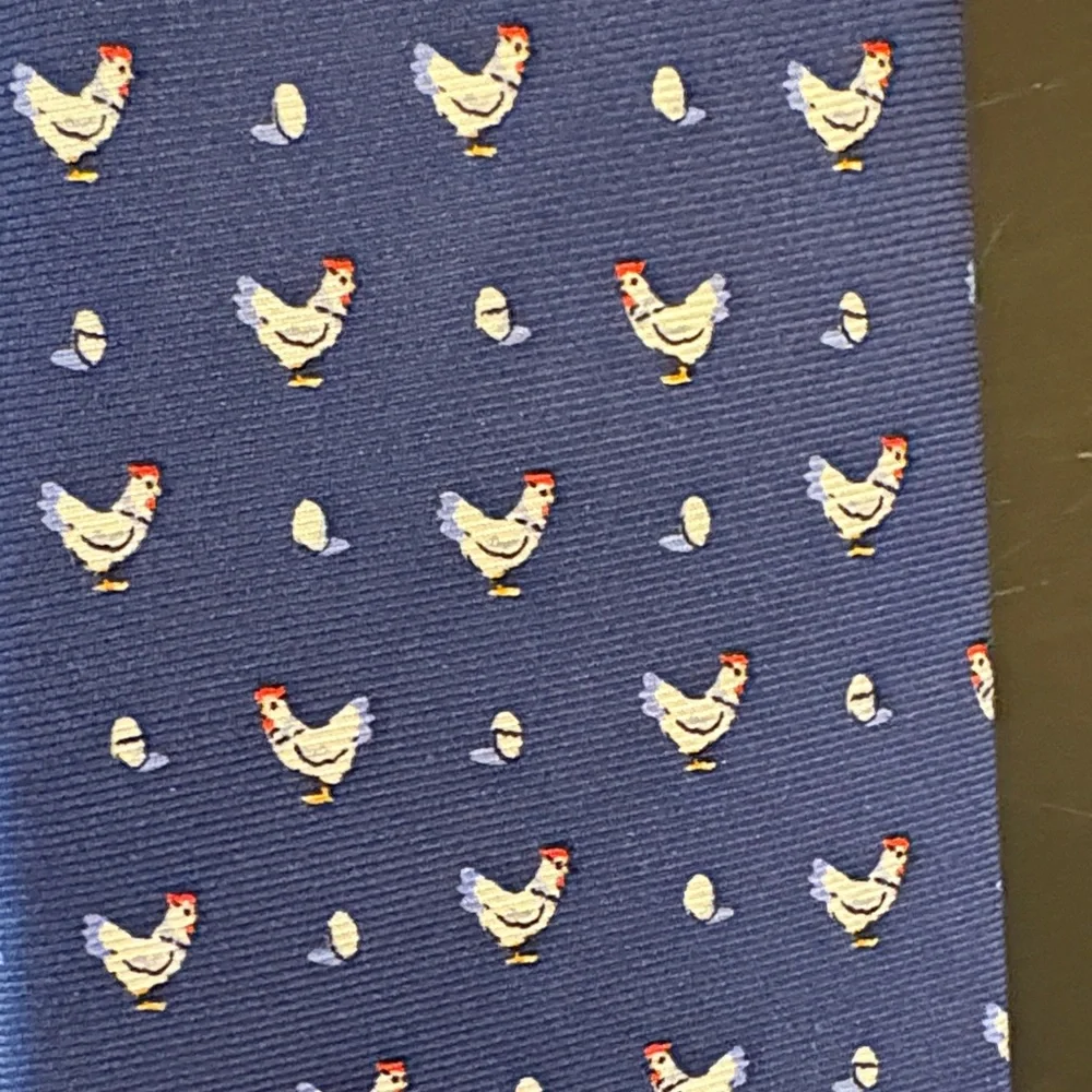 Brooks Brothers Navy Tie with Rooster Design